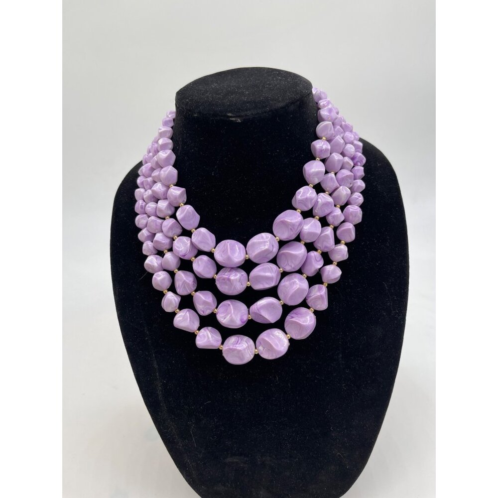 Lavender Purple Chunky Statement Necklace, Big Beaded Jewelry, Bib Purple Neckla